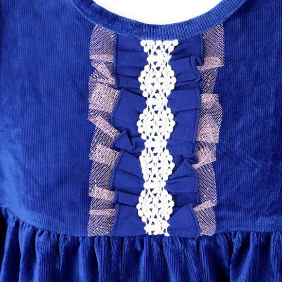 Matilda Jane Heart to Heart Blue Clara Ribbed Velour Lap Dress 4 - Picture 3 of 11